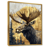 Golden Moose Portrait In The Winter - Moose Living Room Wall Art