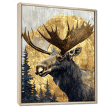 Golden Moose Portrait In The Winter - Moose Living Room Wall Art