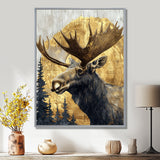 Golden Moose Portrait In The Winter - Moose Living Room Wall Art