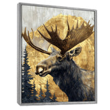 Golden Moose Portrait In The Winter - Moose Living Room Wall Art