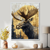Golden Moose Portrait In The Winter - Moose Living Room Wall Art