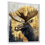 Golden Moose Portrait In The Winter - Moose Living Room Wall Art