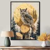 Owl Into Golden Forest Landscape - Owl Wall Art Prints