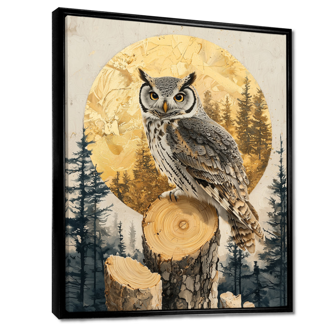 Owl Into Golden Forest Landscape - Owl Wall Art Prints