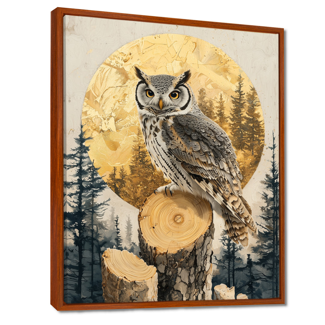 Owl Into Golden Forest Landscape - Owl Wall Art Prints