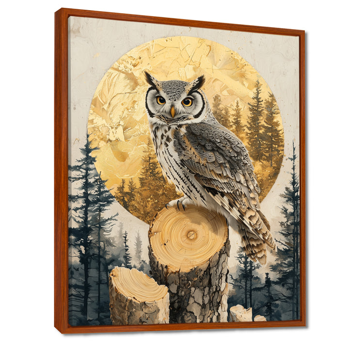 Owl Into Golden Forest Landscape - Owl Wall Art Prints