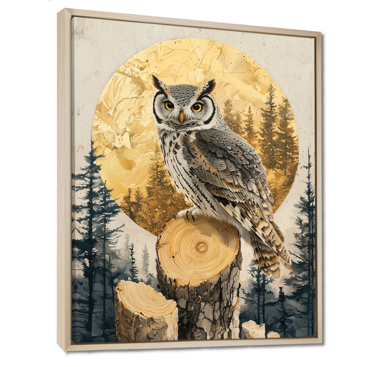 Owl Into Golden Forest Landscape - Owl Wall Art Prints