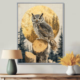 Owl Into Golden Forest Landscape - Owl Wall Art Prints