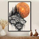 Sunrise Of A Dark Onyx Forest - Orange Owl Wall Art