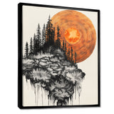 Sunrise Of A Dark Onyx Forest - Orange Owl Wall Art