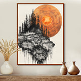 Sunrise Of A Dark Onyx Forest - Orange Owl Wall Art