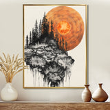Sunrise Of A Dark Onyx Forest - Orange Owl Wall Art