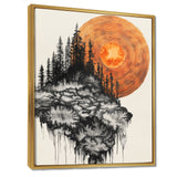 Sunrise Of A Dark Onyx Forest - Orange Owl Wall Art