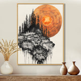 Sunrise Of A Dark Onyx Forest - Orange Owl Wall Art
