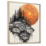 Sunrise Of A Dark Onyx Forest - Orange Owl Wall Art