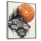 Sunrise Of A Dark Onyx Forest - Orange Owl Wall Art
