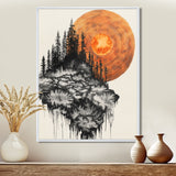 Sunrise Of A Dark Onyx Forest - Orange Owl Wall Art