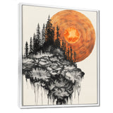 Sunrise Of A Dark Onyx Forest - Orange Owl Wall Art
