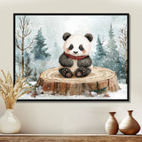 Cute Panda In Winter Landscape - Panda Home Decor Art