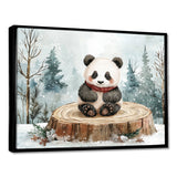 Cute Panda In Winter Landscape - Panda Home Decor Art