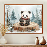 Cute Panda In Winter Landscape - Panda Home Decor Art
