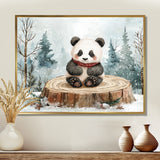 Cute Panda In Winter Landscape - Panda Home Decor Art