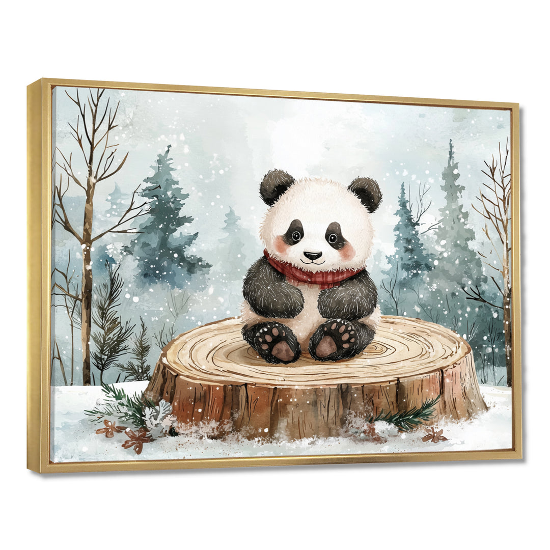 Cute Panda In Winter Landscape - Panda Home Decor Art