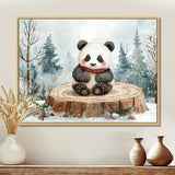 Cute Panda In Winter Landscape - Panda Home Decor Art