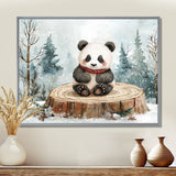 Cute Panda In Winter Landscape - Panda Home Decor Art