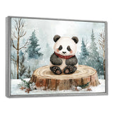 Cute Panda In Winter Landscape - Panda Home Decor Art
