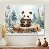 Cute Panda In Winter Landscape - Panda Home Decor Art