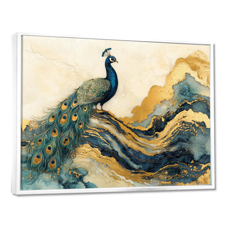 Golden Emerald And Agate Peacock Landscape - Peacock Wall Art Prints