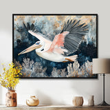Pelican Flying Above Ocean Landscape - Pelican Wall Art Prints