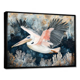 Pelican Flying Above Ocean Landscape - Pelican Wall Art Prints