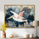 Pelican Flying Above Ocean Landscape - Pelican Wall Art Prints