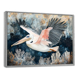 Pelican Flying Above Ocean Landscape - Pelican Wall Art Prints