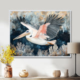 Pelican Flying Above Ocean Landscape - Pelican Wall Art Prints