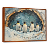 Penguin Family In A Winter Landscape - White Penguin Wall Art