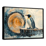 Penguin In A Winter Landscape - Penguin Framed Canvas Art