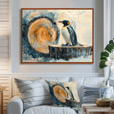 Penguin In A Winter Landscape - Penguin Framed Canvas Art
