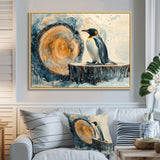 Penguin In A Winter Landscape - Penguin Framed Canvas Art