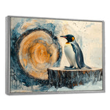 Penguin In A Winter Landscape - Penguin Framed Canvas Art