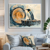 Penguin In A Winter Landscape - Penguin Framed Canvas Art