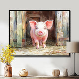 Cute Farm Pig Portrait - Pig Living Room Wall Art