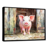 Cute Farm Pig Portrait - Pig Living Room Wall Art