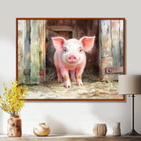 Cute Farm Pig Portrait - Pig Living Room Wall Art