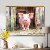 Cute Farm Pig Portrait - Pig Living Room Wall Art