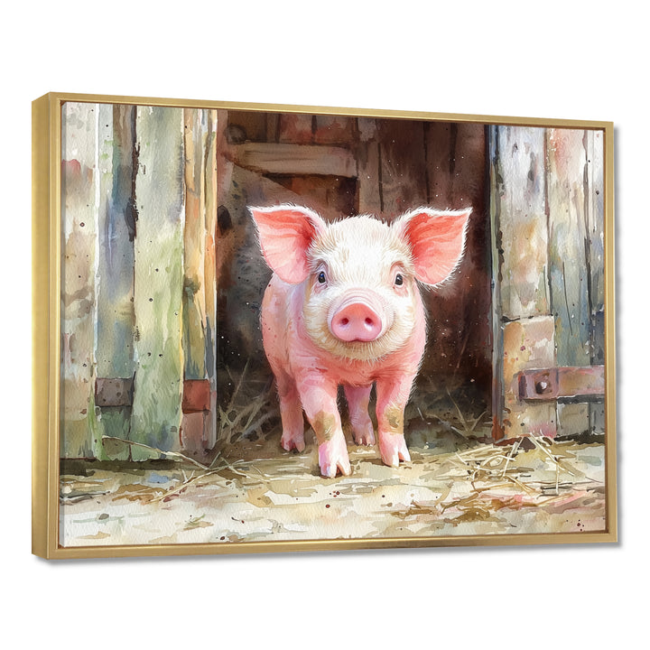 Cute Farm Pig Portrait - Pig Living Room Wall Art