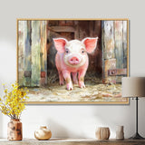 Cute Farm Pig Portrait - Pig Living Room Wall Art