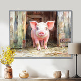 Cute Farm Pig Portrait - Pig Living Room Wall Art